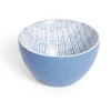 Coupelle porcelaine motif tissé blanc et bleu Ø13xH7,2cm