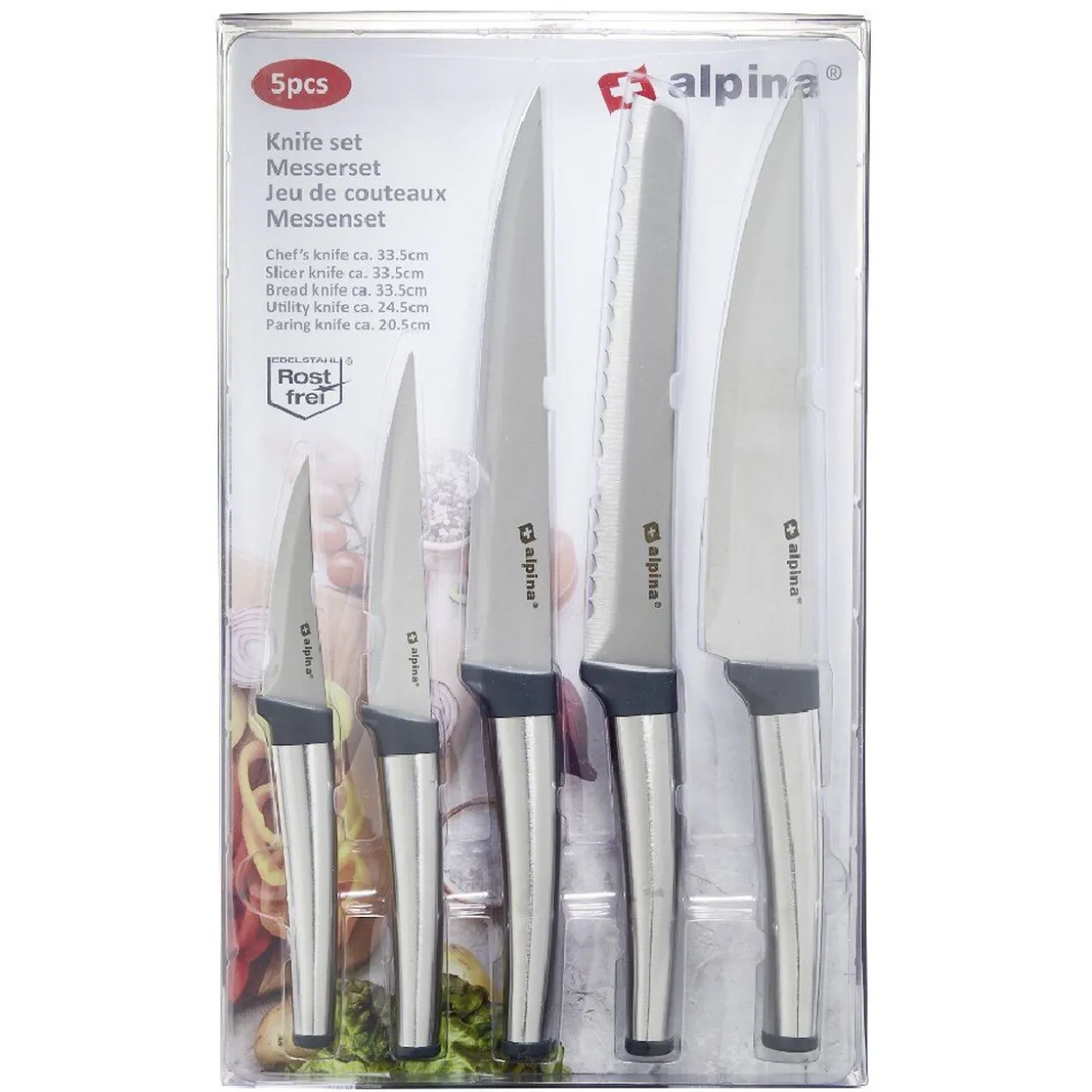 Couteau de cuisine en inox Alpina x 5