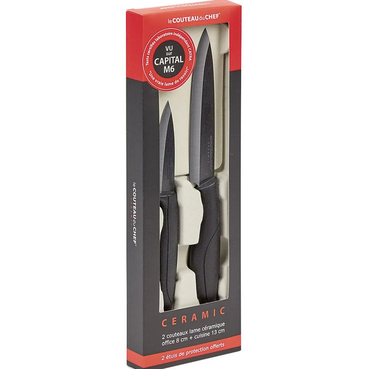 Couteau d'office et cuisine lame céramique x2