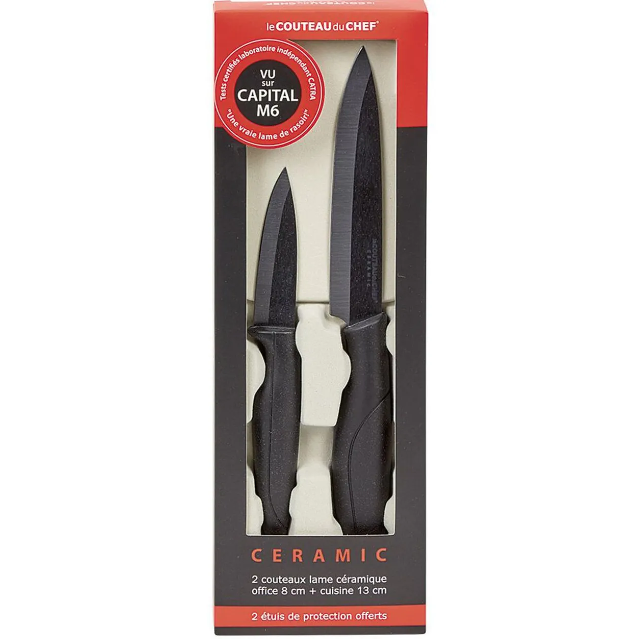 Couteau d'office et cuisine lame céramique x2