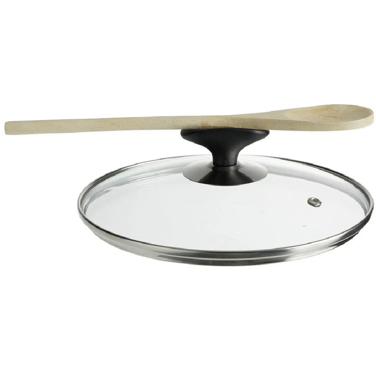 Couvercle verre trempé anti éclaboussures poignée repose ustensile Ø20