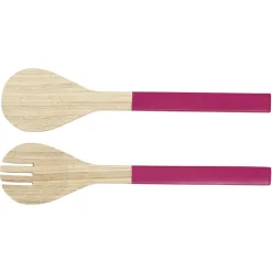 Couvert à salade jaune, rose ou bleu en bambou