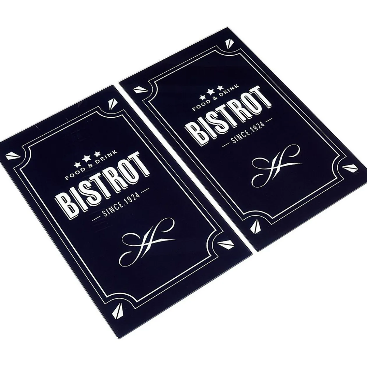 Couvre plaque planche à découper en verre design Bistrot x2