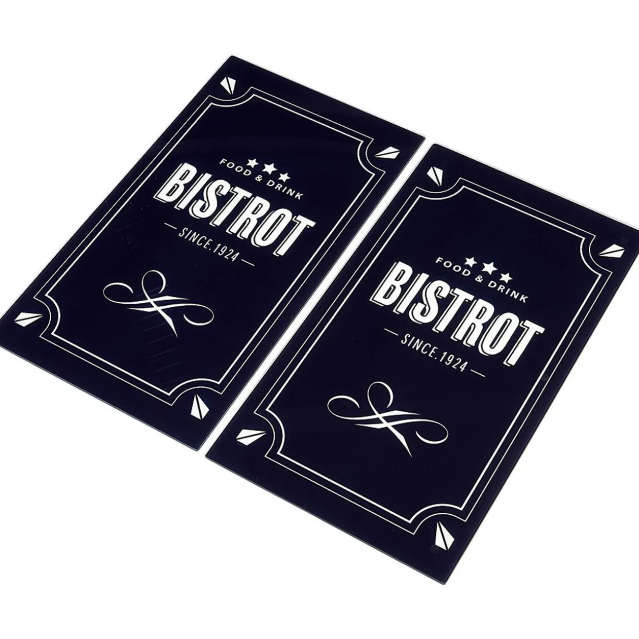 Couvre plaque planche à découper en verre design Bistrot x2