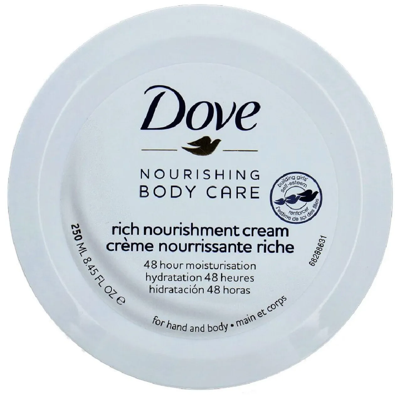Crème Dove visage et corps nourrissante riche hydratation 48H 250ml