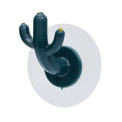 Crochet adhésif cactus x2 bleu canard