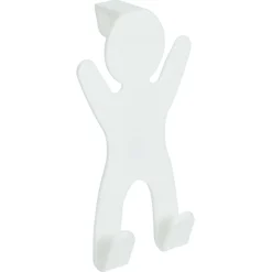 Crochet de porte forme bonhomme gris - 10,5xH.19 cm