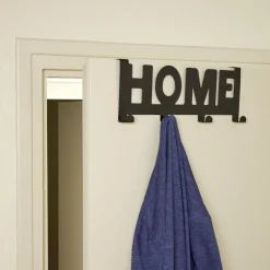 Crochet de porte HOME en métal blanc ou noir 36,5x16,5cm - 2 modèles