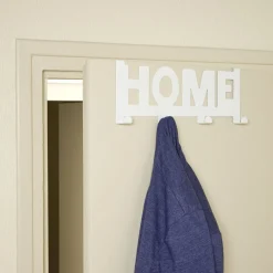 Crochet de porte HOME en métal blanc ou noir 36,5x16,5cm - 2 modèles