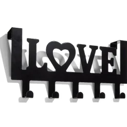 Crochet de porte LOVE en métal blanc ou noir 36,5x16,5cm - 2 modèles