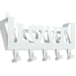 Crochet de porte LOVE en métal blanc ou noir 36,5x16,5cm - 2 modèles