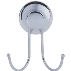 Crochet double à ventouse inox gris