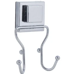 Crochet double à ventouse métal gris