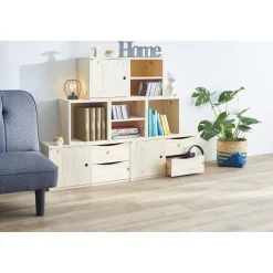 Cube de rangement 1 case pin naturel