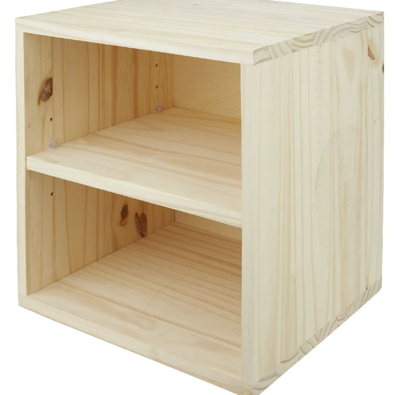 Cube de rangement 2 niches pin naturel