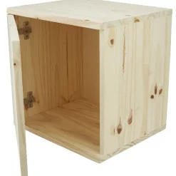 Cube de rangement 1 porte pin naturel