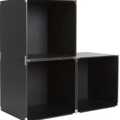 Cube de rangement déco noir x3
