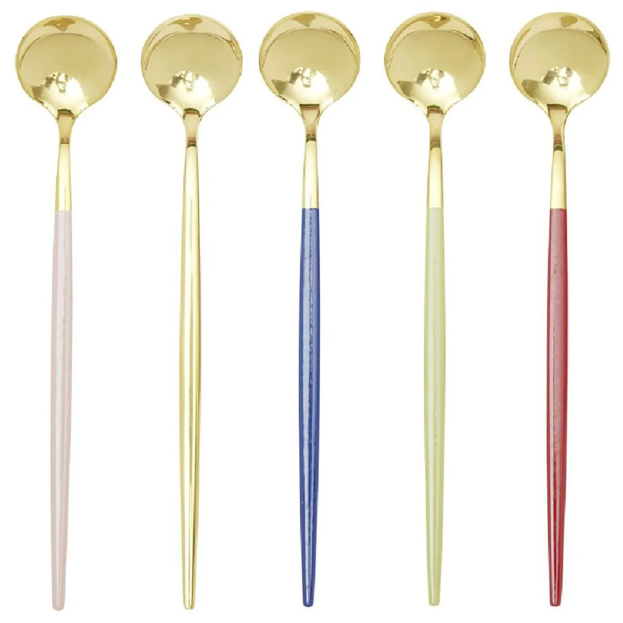 Cuillère mazagran en inox avec manche couleur x5