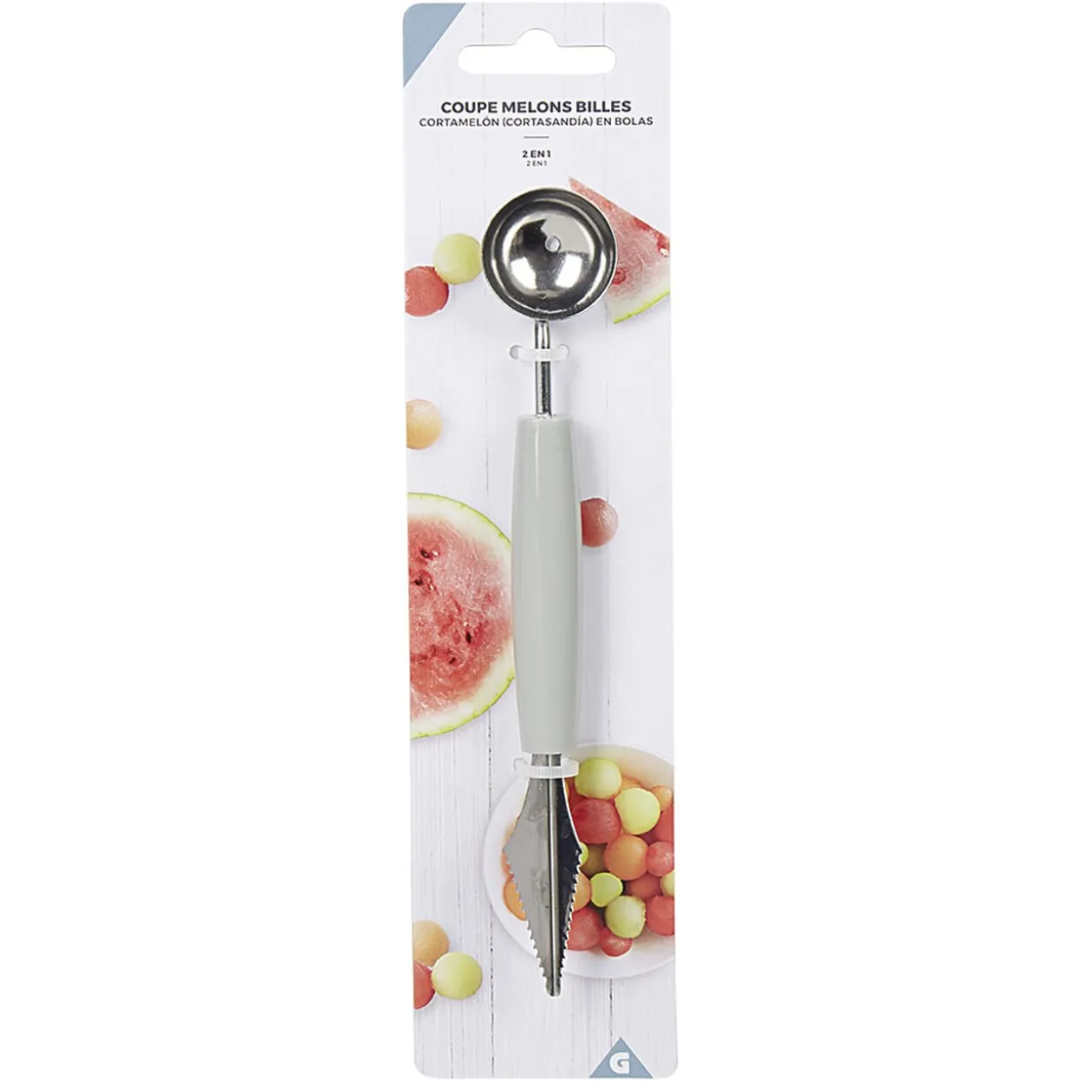 Cuillère parisienne à billes coupe melon pastèque inox