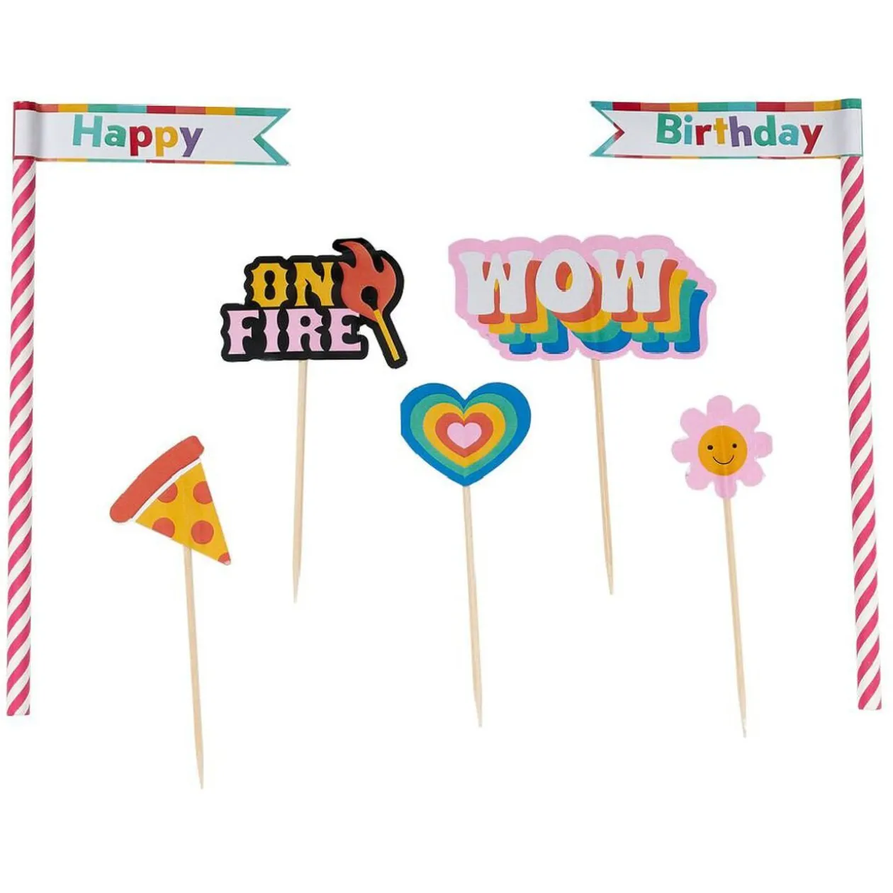 Décoration gâteau anniversaire pique thème candy x7