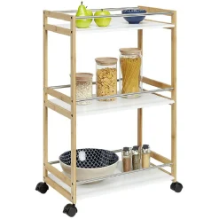 Desserte à 3 niveaux en bambou