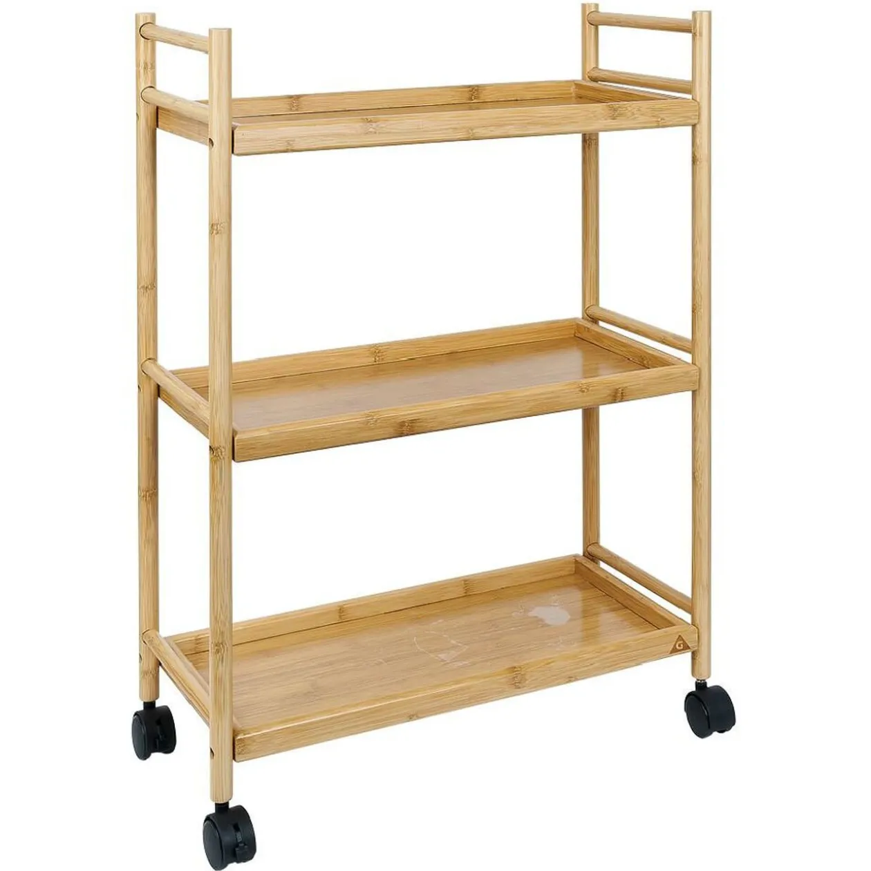 Desserte 3 niveaux à roulettes bambou et MDF 51,5x22,5xH71cm