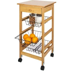 Desserte 3 niveaux bambou et métal