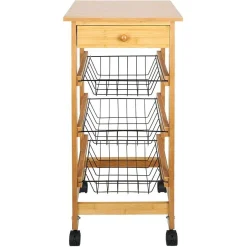 Desserte 3 niveaux bambou et métal