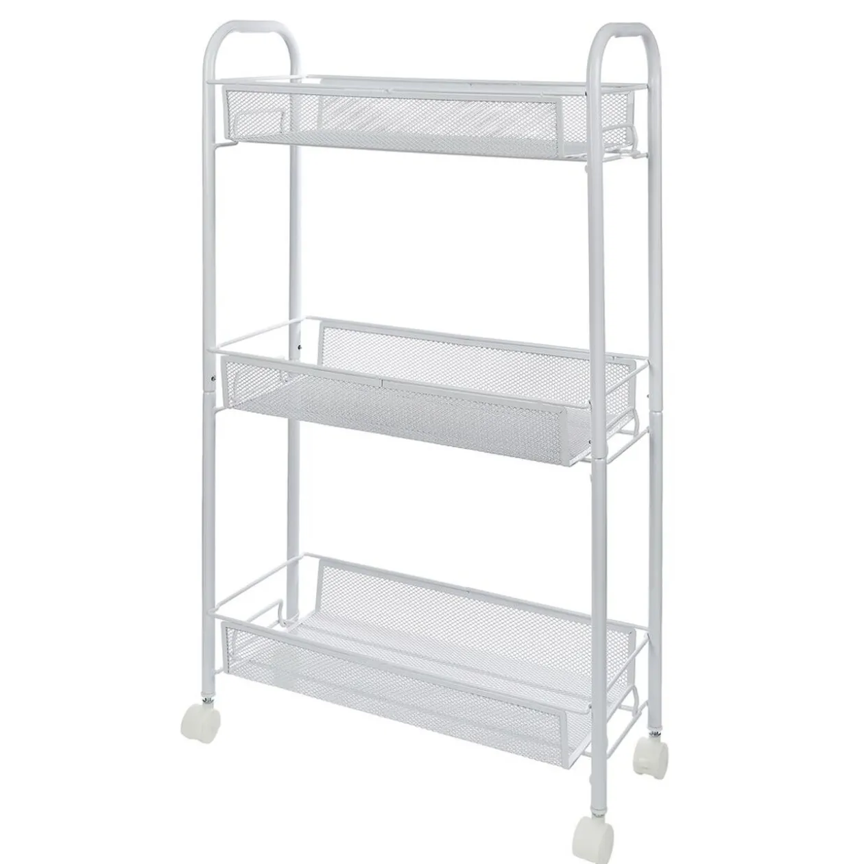 Desserte cuisine 3 niveaux métal blanc