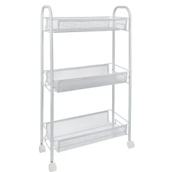 Desserte cuisine 3 niveaux métal blanc