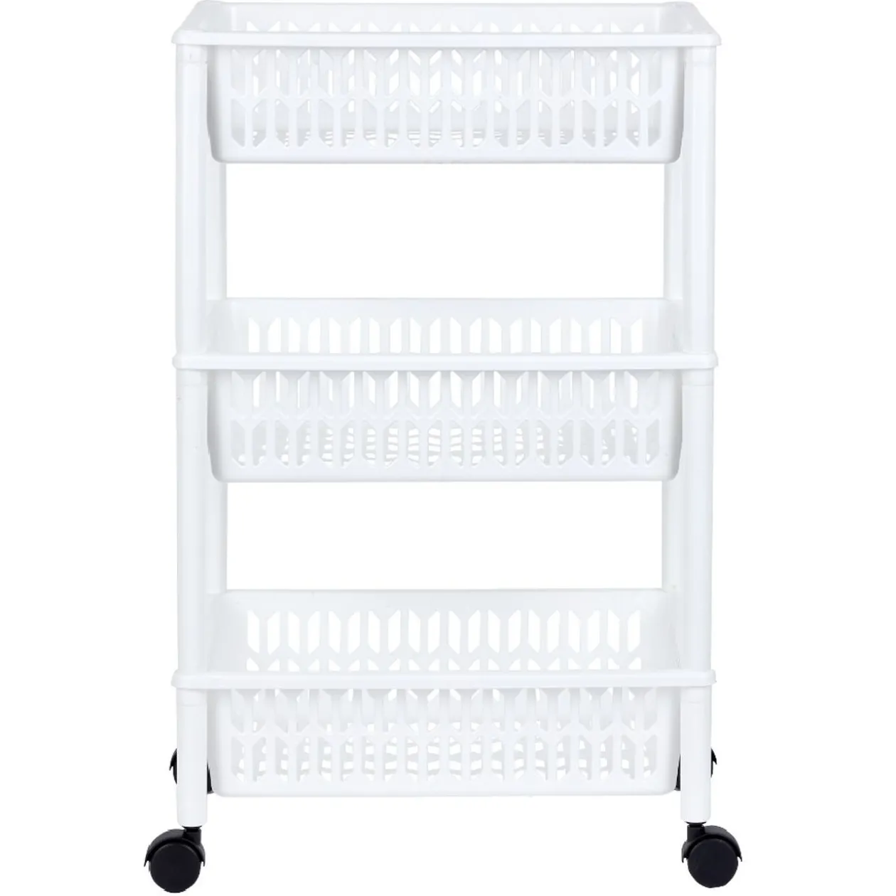 Desserte de cuisine 3 niveaux panières blanches
