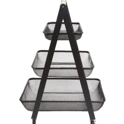 Desserte de cuisine 3 paniers métal noir