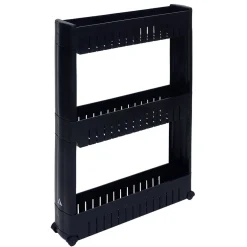 Desserte de cuisine à roulettes 3 niveaux noir 54,5x12,5xH.72cm