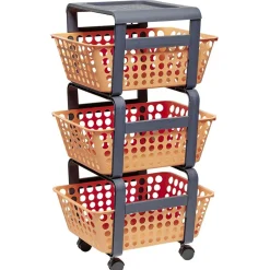 Desserte de rangement 3 niveaux grise et orange