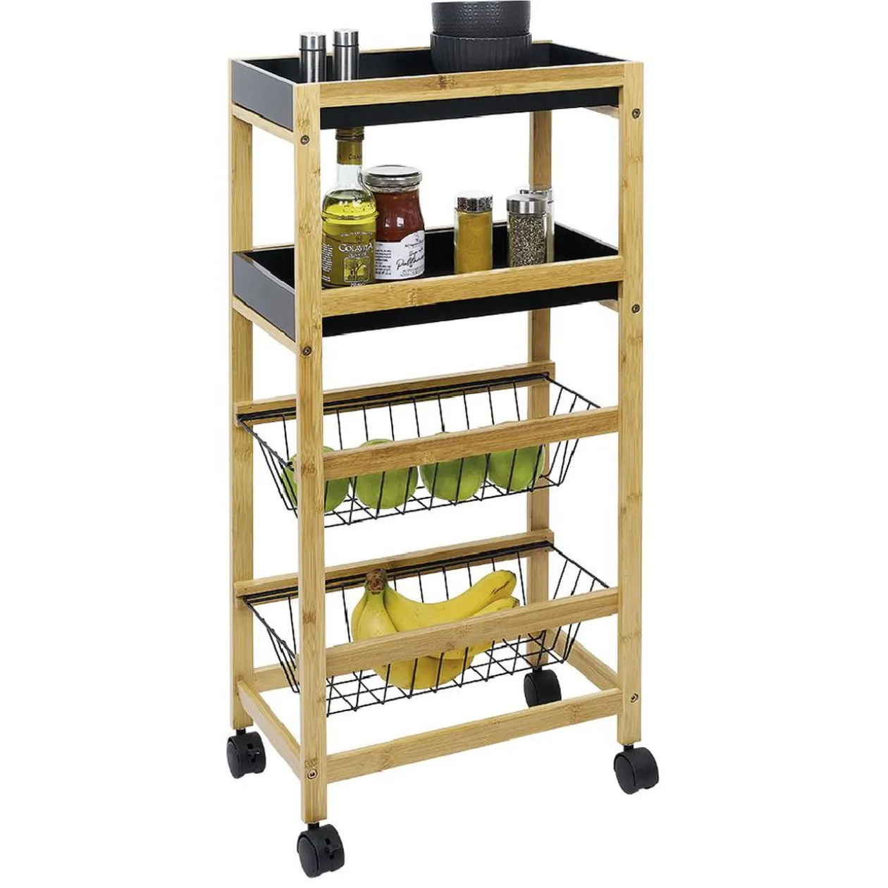 Desserte en bambou 4 niveaux