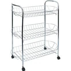 Desserte en métal gris 3 niveaux - L.51xl.26,5xH.57cm