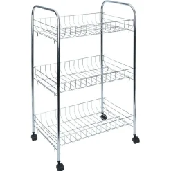 Desserte en métal gris 3 niveaux - L.41xl.26,5xH.61,5cm