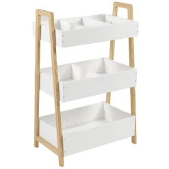 Desserte meuble de rangement 3 niveaux blanc naturel
