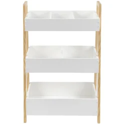 Desserte meuble de rangement 3 niveaux blanc naturel