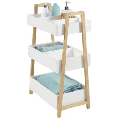 Desserte meuble de rangement 3 niveaux blanc naturel