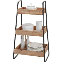 Desserte vintage 3 niveaux noir naturel