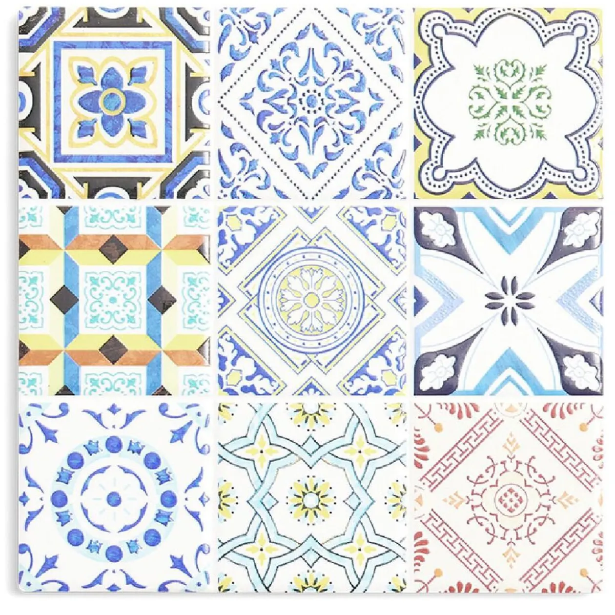 Dessous de plat carré céramique design carreau de ciment 15,2x15,2cm