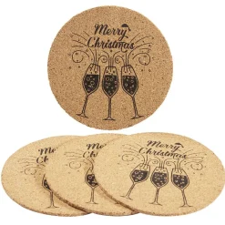 Dessous de verre liège design Noël inscription Merry Christmas x4