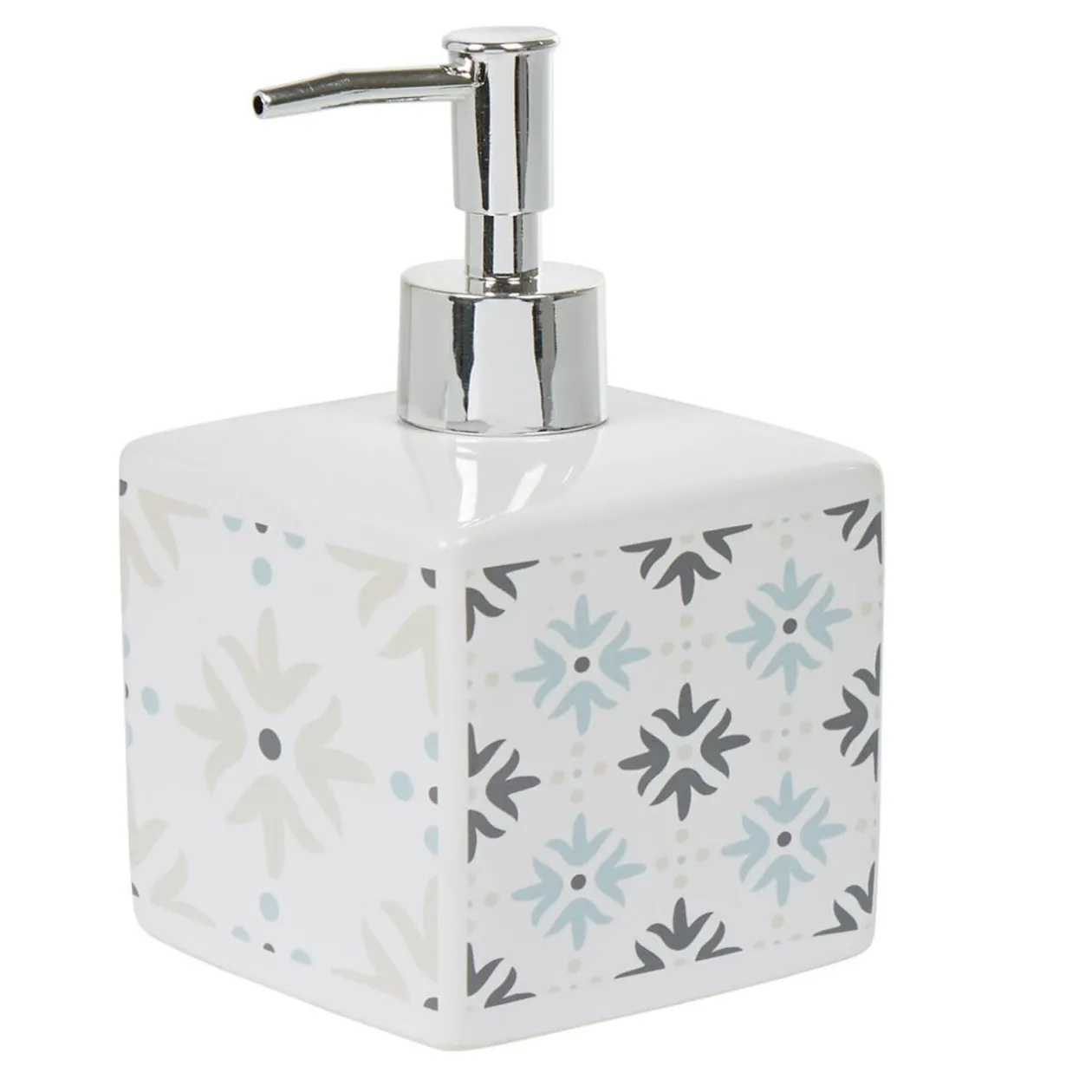 Distributeur à savon blanc design carreau de ciment