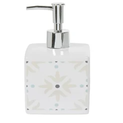 Distributeur à savon blanc design carreau de ciment