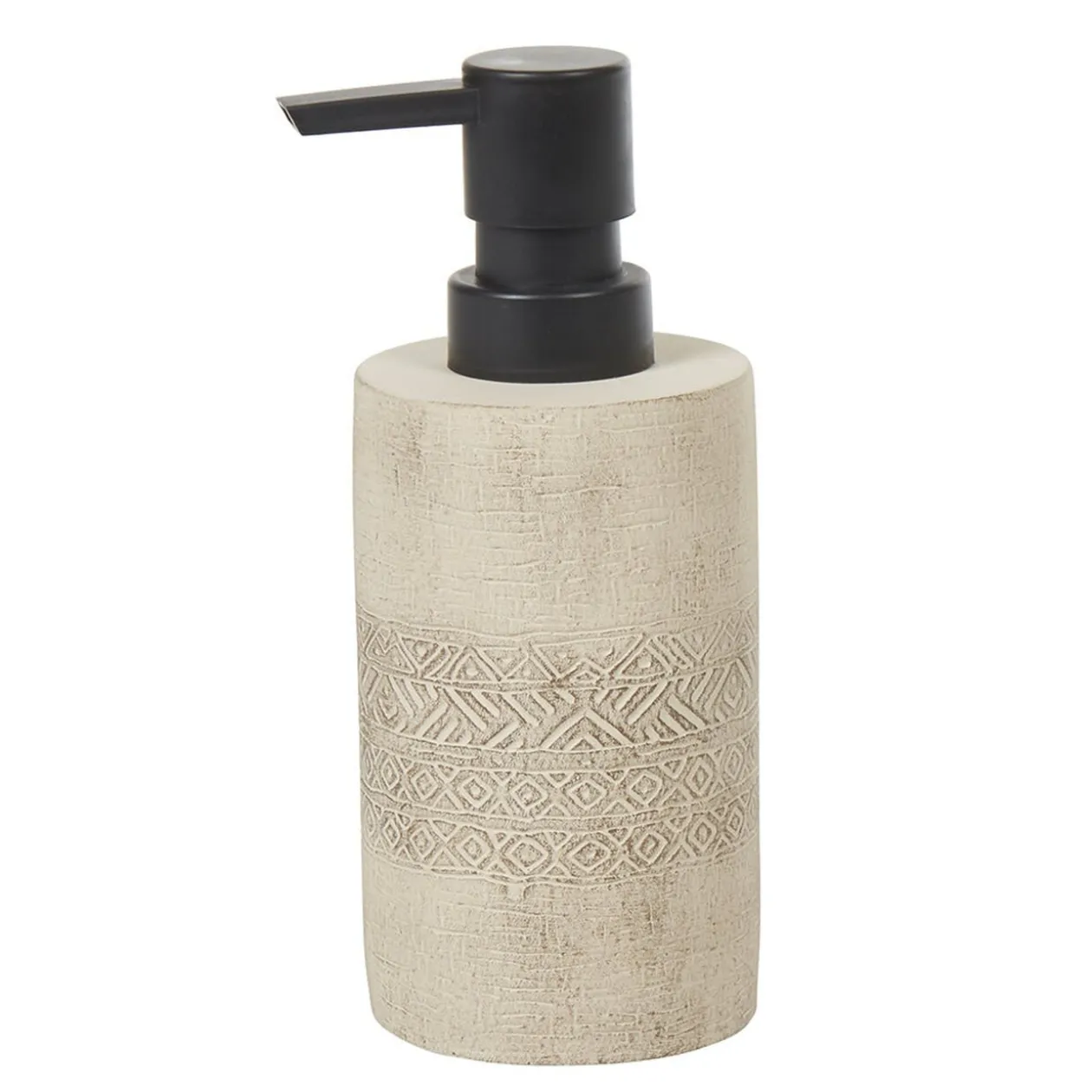 Distributeur à savon ciment gravé beige