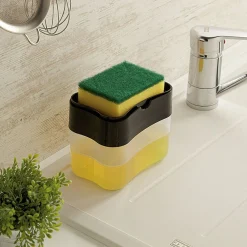 Distributeur à savon liquide vaisselle 385 ml et éponge