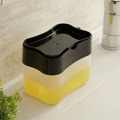 Distributeur à savon liquide vaisselle 385 ml et éponge