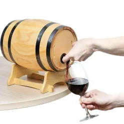 Distributeur à vin tonneau bois sur socle 5,5 L