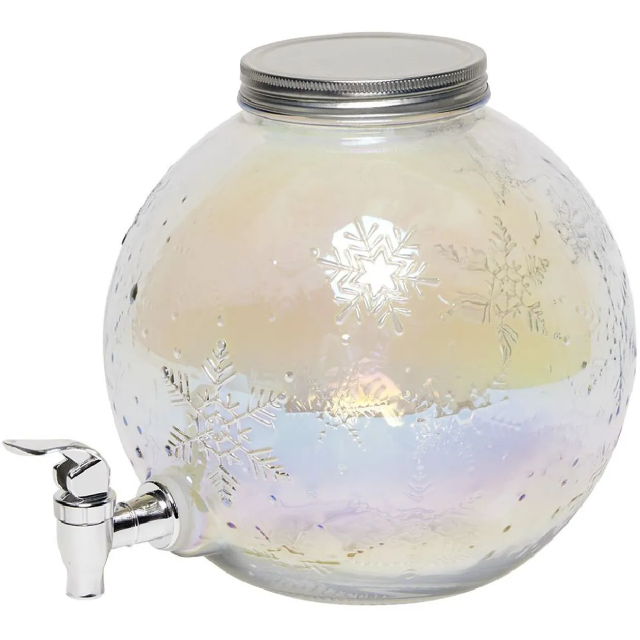 Distributeur de boisson en verre motif flocons iridescent 5,5L